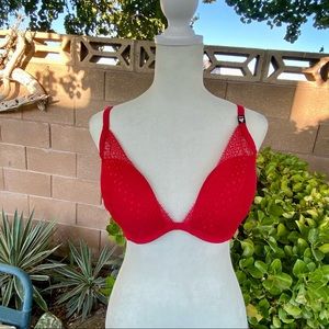 Victorias Secret Lace Overlay Red Bra 34DD